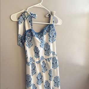 SHEIN Blue and White Patterned Maxi Dress